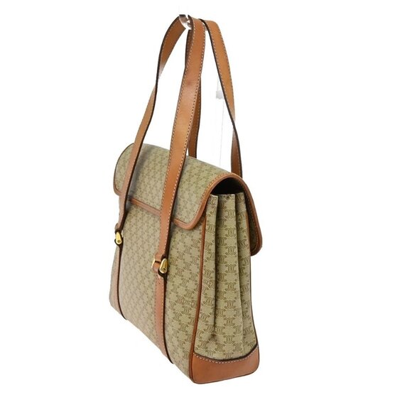 CELINE Logo Macadam Pattern Shoulder Hand Bag PVC Leather Brown GHW 61KA847 - Picture 3 of 16